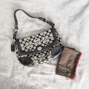 Coach leather and cloth Shoulder bag